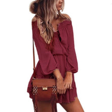 Boho Chiffon Dresses Slash Neck Beach