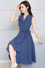 A-Lin v-neck cotton Linen dress vestidos de festa