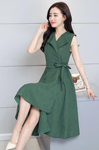 A-Lin v-neck cotton Linen dress vestidos de festa