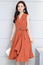 A-Lin v-neck cotton Linen dress vestidos de festa