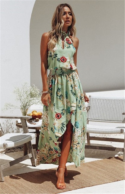 Halter Style Women Casual Loose Dress