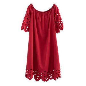 Slash Neck Hollow Out Elegant Dresses