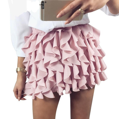 Ruffle pleated mini skirt
