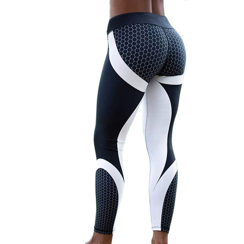 Fitness Leggings For Women Elastic Black White Printed Leggings