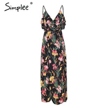 Simplee V neck ruffle floral print summer dress