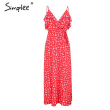 Simplee V neck ruffle floral print summer dress