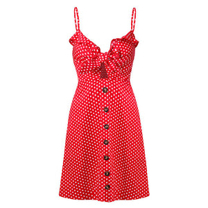 Spaghetti Strap Polka Dots Print Dress