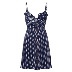 Spaghetti Strap Polka Dots Print Dress