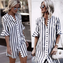 Fashion Women's Black White Shirt Dress