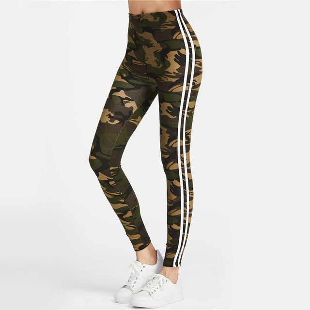 Women Striped Side Workout Legging