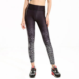 Purple Diamond Printing Mesh Patchwork Fitness Legging