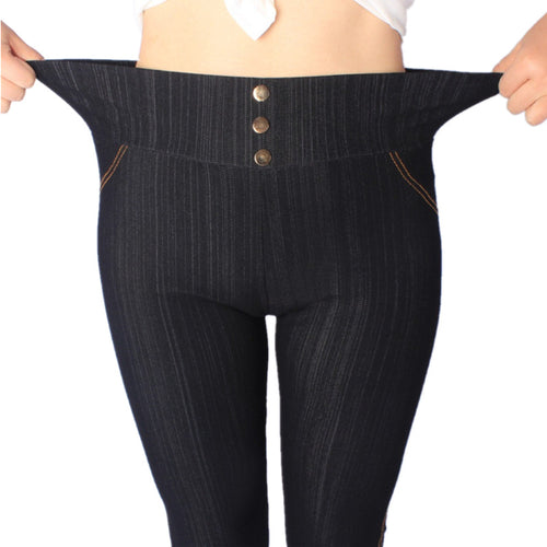 High Waist Jeans Leggins With Buttons Jeggings