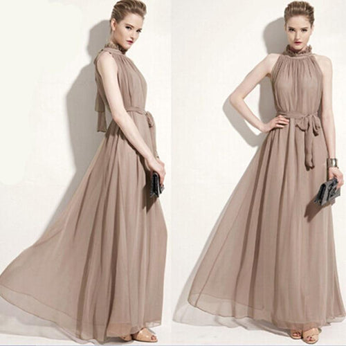 Chiffon Halter Long Dress