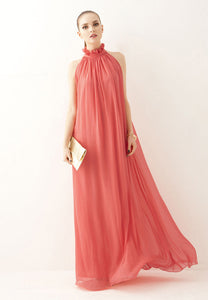 Chiffon Halter Long Dress