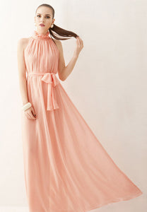 Chiffon Halter Long Dress