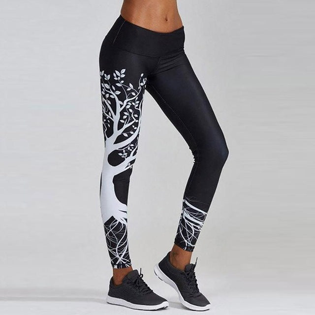 Women's Skull&flower Black Leggings Digital Print