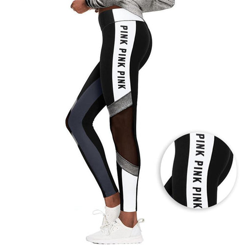 Love Pink Letter Print Workout Leggings