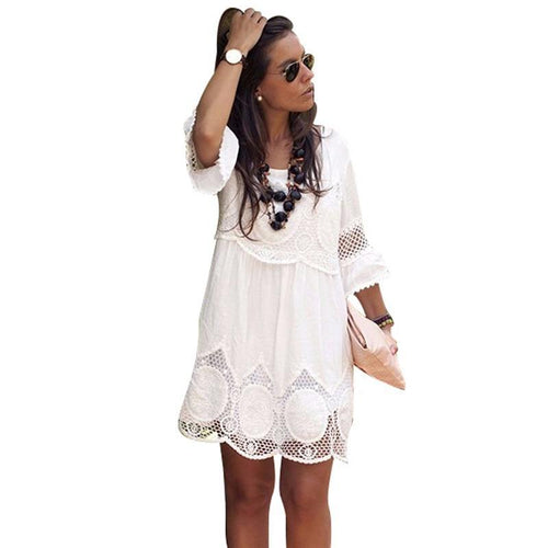 Half Sleeve Loose Lace Dress