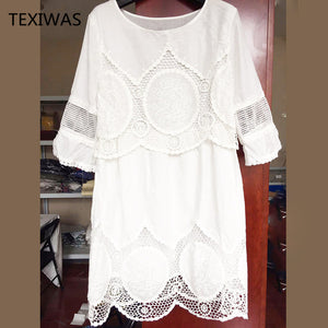 Half Sleeve Loose Lace Dress
