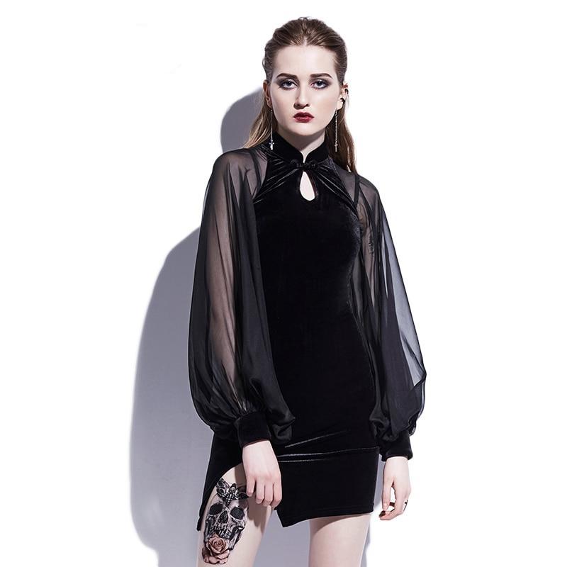 Gothic Bodycon Mini Dress Black
