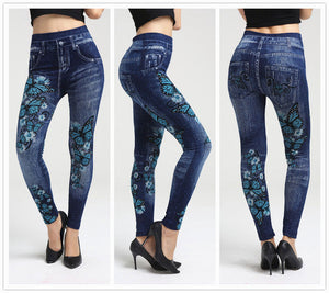 Faux Denim Jeans Leggings