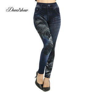 Faux Denim Jeans Leggings