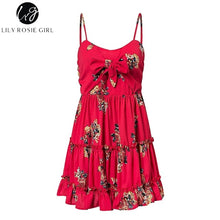 Girl Red Print Floral Beach Dress