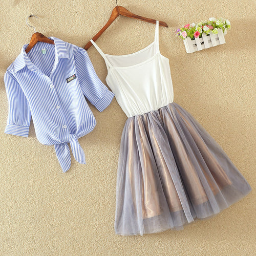 Shirt And Sling Tutu Dress Suit Women