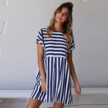A-Line Striped Short Sleeve Dress