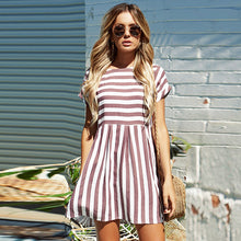 A-Line Striped Short Sleeve Dress